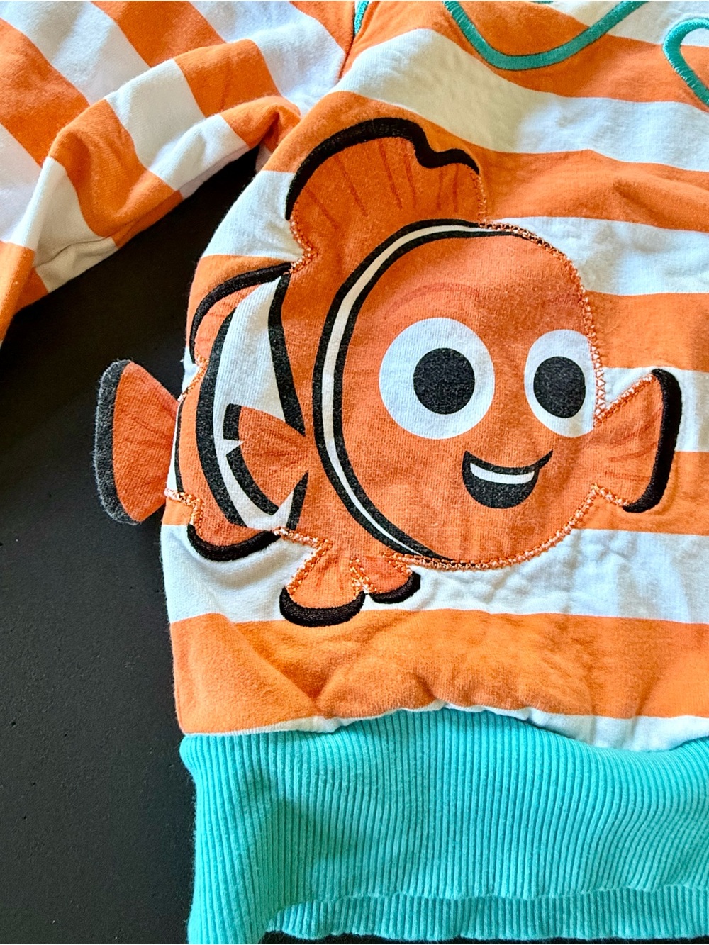 Orange & White Striped Kids Sweatshirt with Nemo - Picture 2 of 5